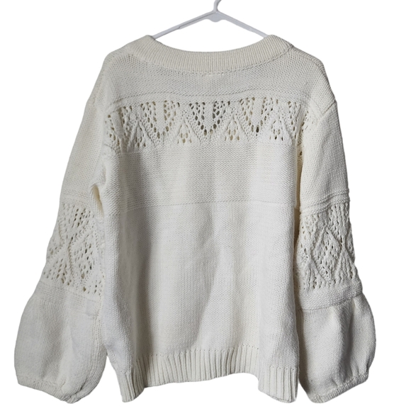 ANTHROPOLOGIE‎ x MOTH Cindy Balloon Sleeve pull over sweater in snow L - Picture 2 of 7